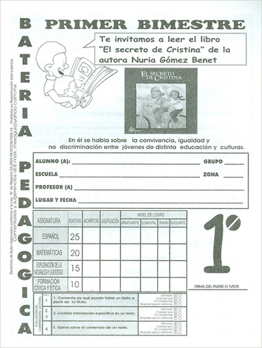 EVALUACION BIMESTRAL MEROGUI 1º (BATERIA PEDAGOGICA PRIMER BIMESTRE)