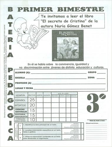 EVALUACION BIMESTRAL MEROGUI 3º (BATERIA PEDAGOGICA PRIMER BIMESTRE)