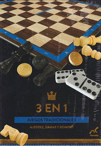 JUEGOS TRADICIONALES 3 EN 1: AJEDREZ, DAMAS Y DOMINO (SET JUEGOS DE LUJO)