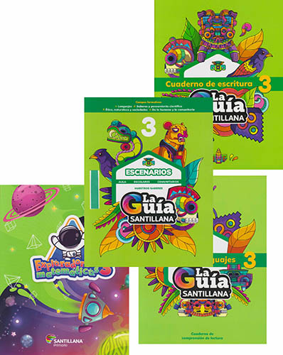2025 - 2026 LA GUIA SANTILLANA 3 (NEM) ESCUELA OFICIAL (PUBLICA) (INCLUYE ESCENARIOS, MULTIPLES LENGUAJES, EXPLORADORES MATEMATICOS, CUADERNO DE ESCRITURA)