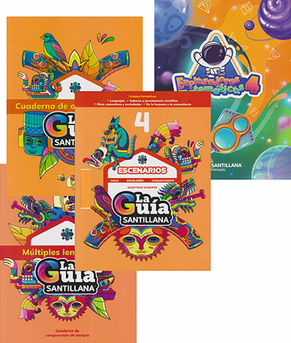 2025 - 2026 LA GUIA SANTILLANA 4 (NEM) ESCUELA OFICIAL (PUBLICA) (INCLUYE ESCENARIOS, MULTIPLES LENGUAJES, EXPLORADORES MATEMATICOS, CUADERNO DE ORTOGRAFIA)