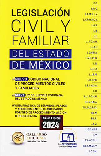 LEGISLACION CIVIL Y FAMILIAR DEL ESTADO DE MEXICO 2024 (ESPECIALIZADA)
